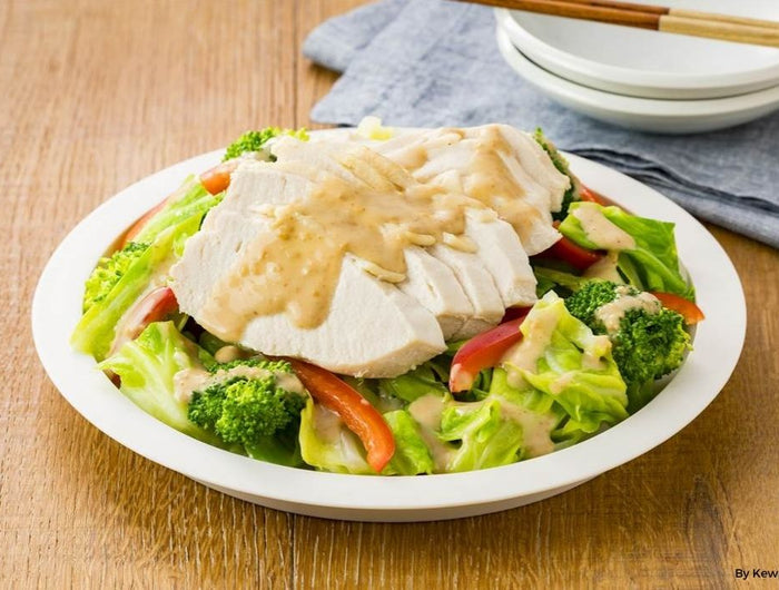 <h1>Warm Vegetable Salad with Chicken Breast and Sesame Dressing</h1>