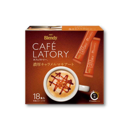 AGF Blendy Cafe Latory Stick Rich Caramel Macchiato (Instant coffee) 18 Pieces - Konbini Stop