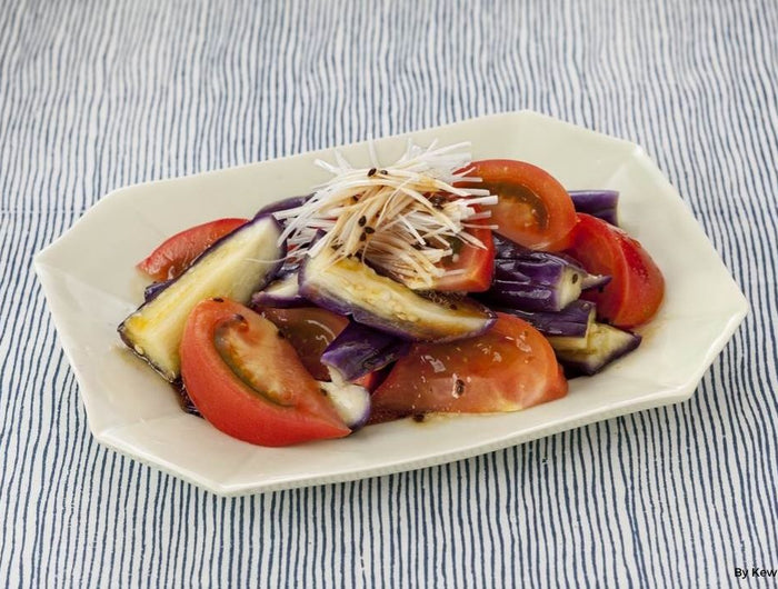 <h1>Tomato and Eggplant Japanese Salad with Sesame Soy Dressing</h1>