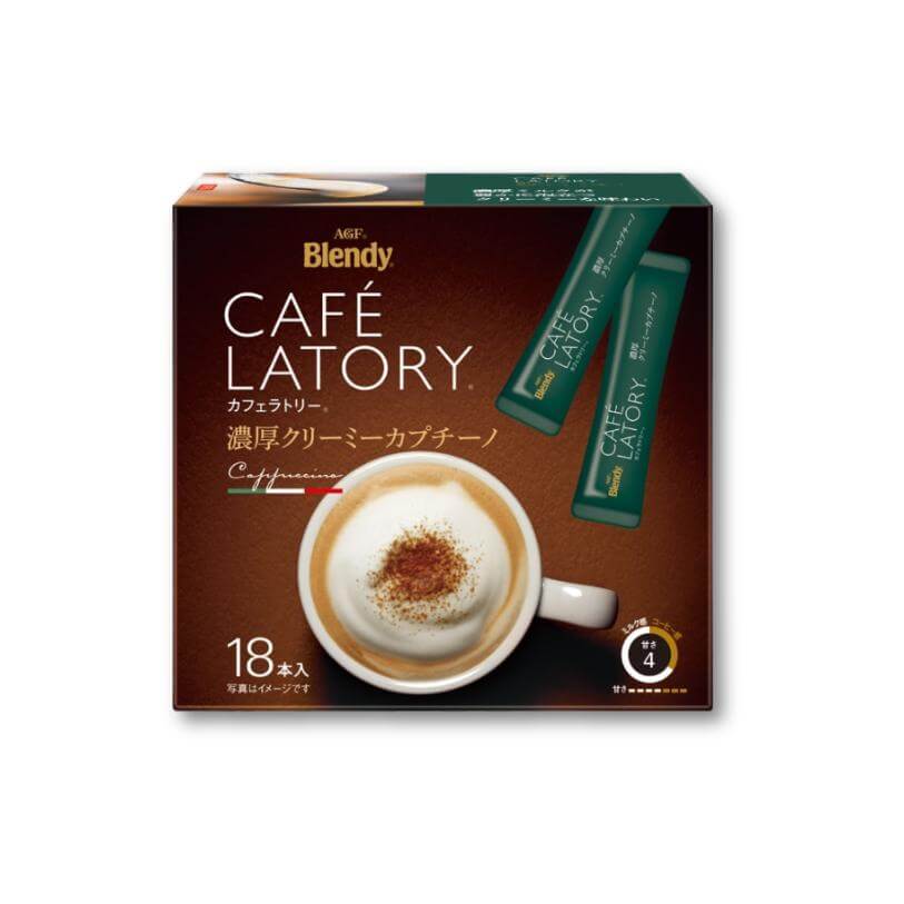 AGF Blendy Cafe Latory Stick Creamy Cappuccino (Instant coffee) 18 Pieces - Konbini Stop