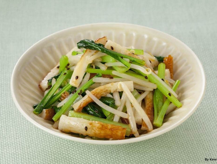 <h1>Komatsuna and Chikuwa Salad with Sesame Soy Dressing</h1>
