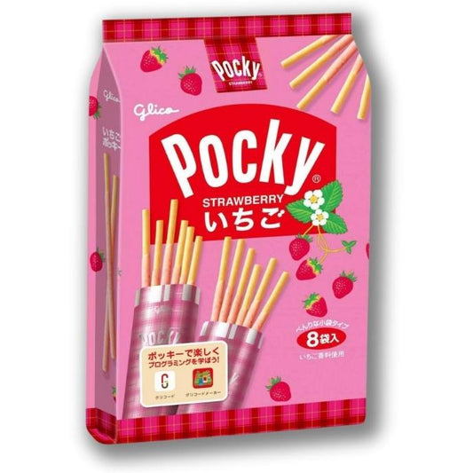 Giant Strawberry Pocky Biscuit Sticks Pack - 8 pcs