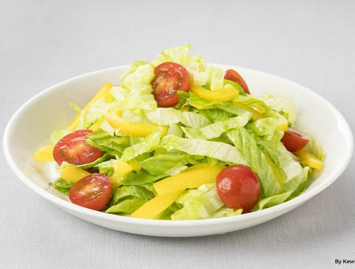 <h1>Lettuce, Yellow Bell Pepper, and Mini Tomato Salad with Kewpie Separated French Dressing</h1>