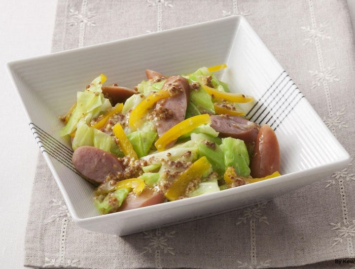 <h1>Cabbage and Sausage Salad with Mustard and Kewpie Separated French Dressing</h1>
