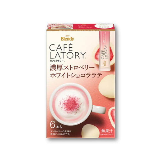 AGF Blendy Cafe Latory Stick Strawberry White Chocolate Latte - 6 Pieces - Konbini Stop