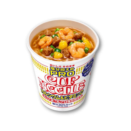 Fideos en taza Nissin PRO - Sabor original, bajos en sal, calcio y vitamina D