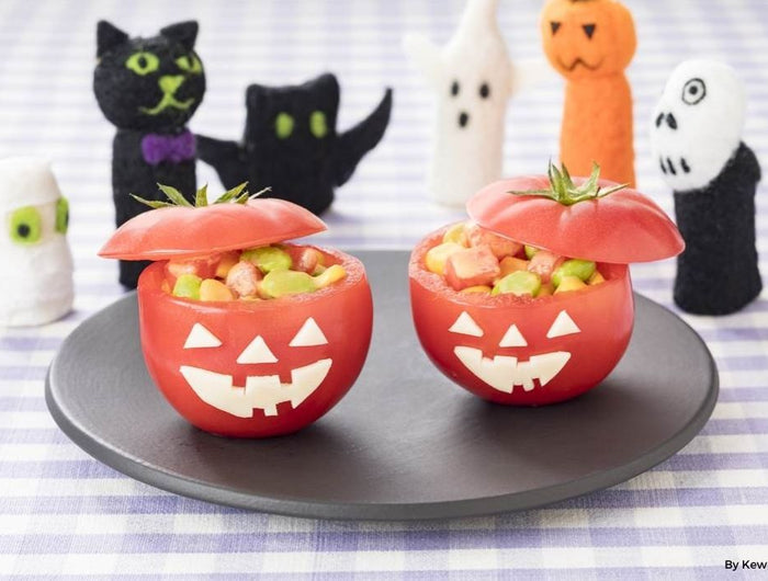 <h1>Jack-o'-Lantern Tomato Cup Salad</h1>