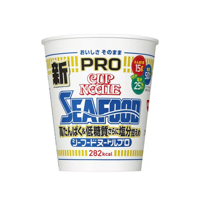 Fideos en taza Nissin PRO - Mariscos bajos en sal, ricos en proteínas y carbohidratos