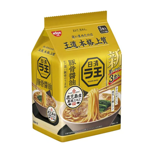 Nissin - Salsa de soja con hueso de cerdo Raoh - Paquete de 3