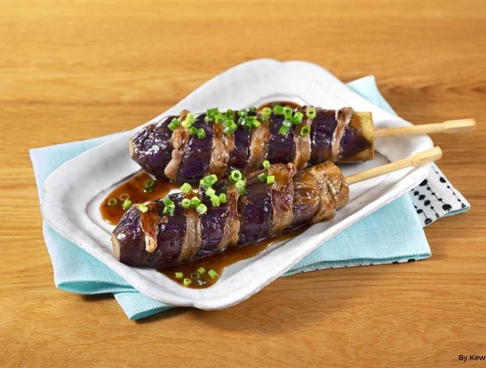 <h1>Grilled Eggplant and Pork Skewers with Sesame Soy Glaze</h1>