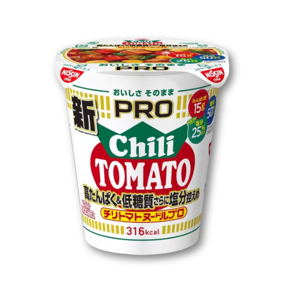 Nissin Cup Noodles PRO - Chili Tomato Los Salt, High Protein & Low Carbohydrate