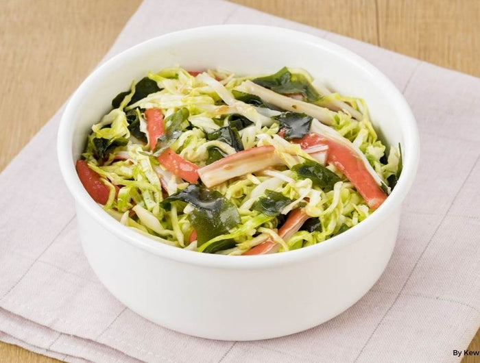 <h1>Cabbage, Crab Stick, and Wakame Salad with Sesame Garlic Dressing</h1>