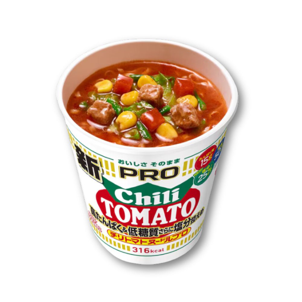 Nissin Cup Noodles PRO - Chili Tomato Los Salt, High Protein & Low Carbohydrate