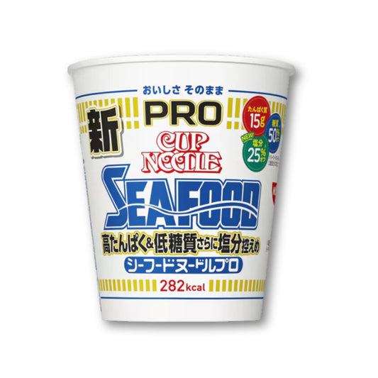 Nissin Cup Noodles PRO – Meeresfrüchte, wenig Salz, viel Protein und wenig Kohlenhydrate