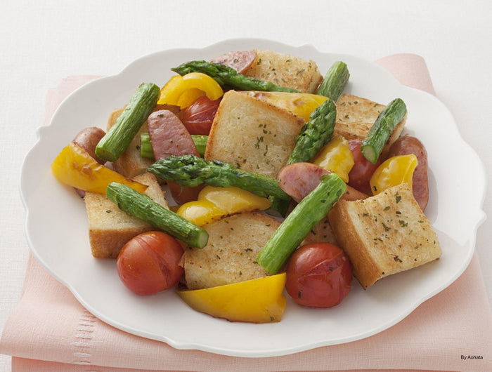<h1>Grilled Vegetable & Bread Salad with Aohata Verde Garlic Spread</h1>